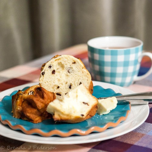 Dotted with raisins and currants