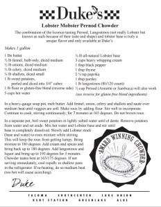 Duke's Lobster Mobster Pernod Chowder